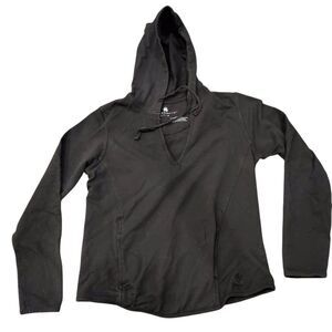 Green Source Black V-Neck Pullover Hoodie Women's Size Small S Activewear